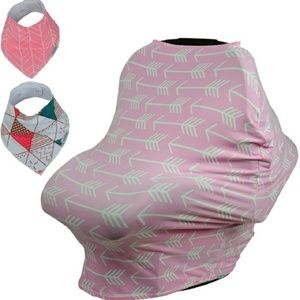 Baby Car Seat / Nursing Cover plus 2 Drool Bib Set